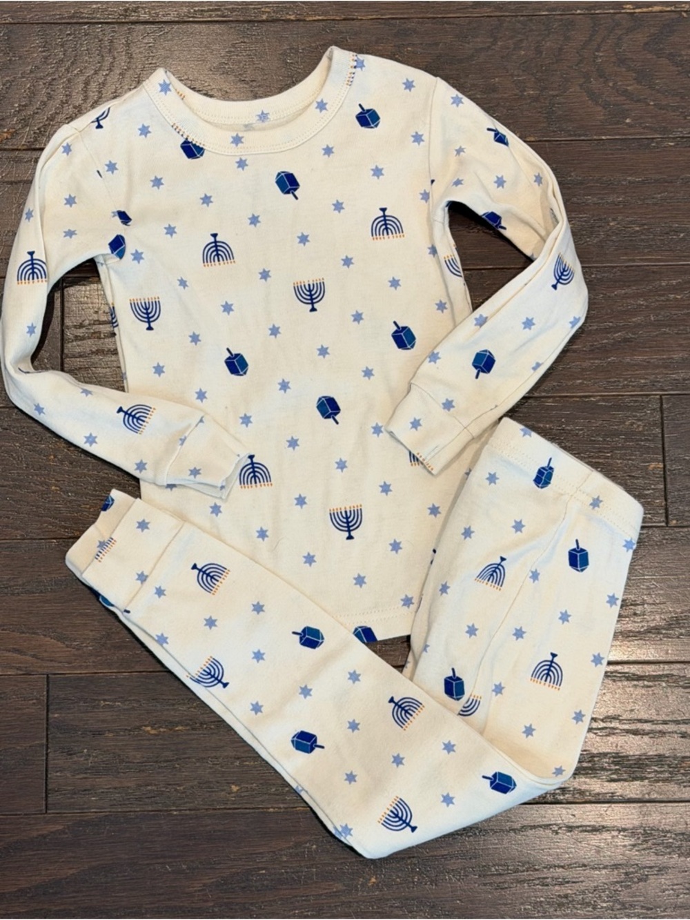 Baby Gap Hanukkah Menorah Dreidel Organic Cotton Pajama Set Kids 3 Years Blue